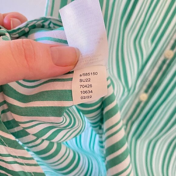LOFT Green Striped Sleeveless Button Front Shirt - Picture 7 of 8